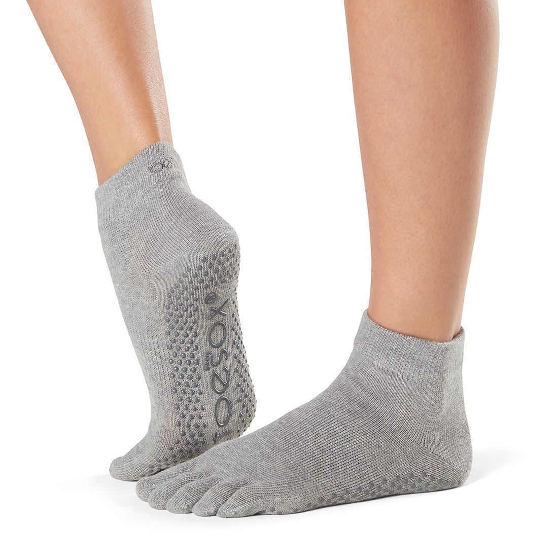 toesox full toe ankle grip carape za jogu heather grey toesox full toe ankle grip carape za jogu heather grey