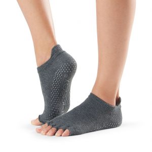toesox half toe ankle grip charcoal grey carape za jogu, pilates i ples